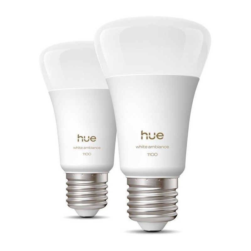 Pack de 2 ampoules LED connectées A60 - PHILIPS HUE - Lumiere blanche