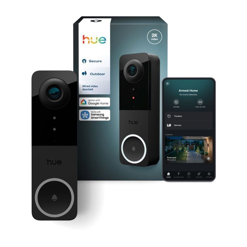 Sonnette vidéo fillaire connectée - Philips Hue - Filaire - 2K - Con