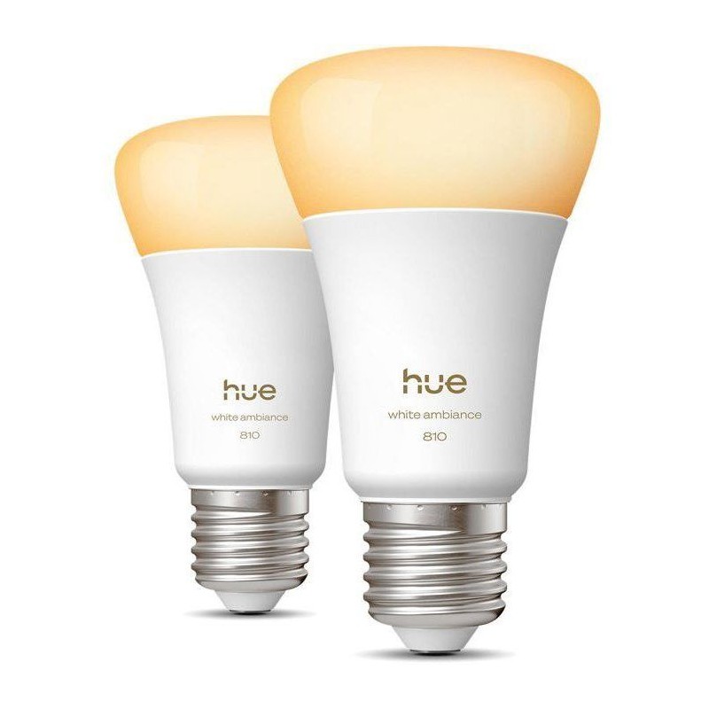 Pack de 2 ampoules LED connectées A60 - PHILIPS HUE - Lumiere blanche