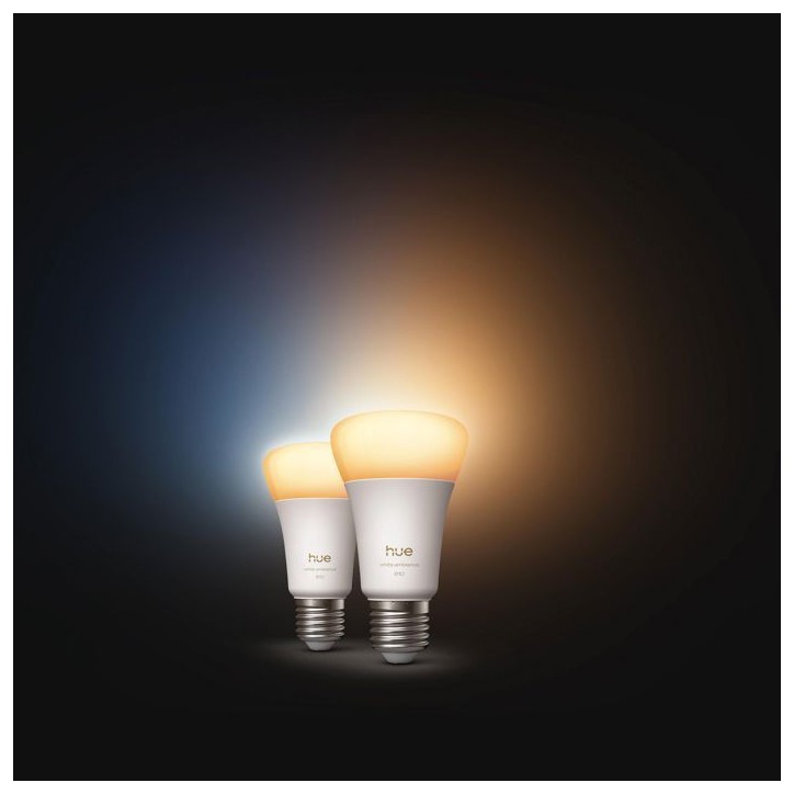 Pack de 2 ampoules LED connectées A60 - PHILIPS HUE - Lumiere blanche - Culot E27 - 6W - 1000-2000k - 810 lumens