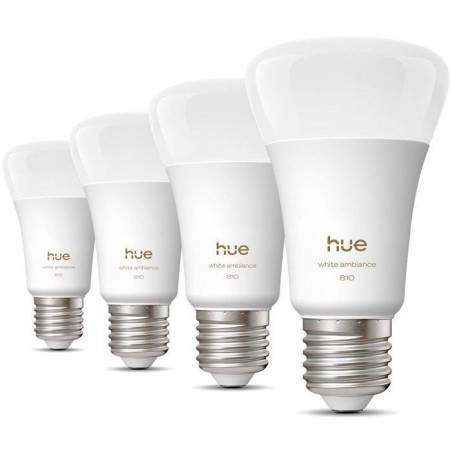 Pack de 4 ampoules LED connectées A60 - PHILIPS HUE - Lumiere blanche