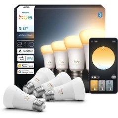 Pack de 4 ampoules LED connectées A60 - PHILIPS HUE - Lumiere blanche