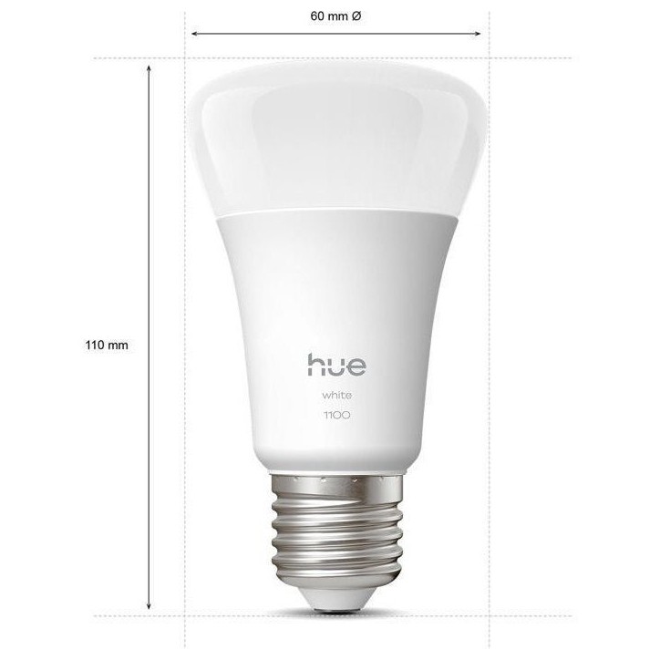 Ampoule LED connectée A60 - PHILIPS HUE - Lumiere blanche chaude - 2700K - Culot E27 - 9,5 W - 1100 lumens Ampoule LED connectée A60 - PHILIPS HUE - Lumiere blanche chaude - 2700K - Culot E27 - 9,5 W - 1100 lumens