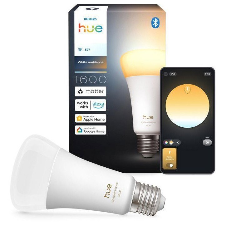 Ampoule LED connectée A67 - PHILIPS HUE - Lumiere blanche chaude - Culot E27 - 11,8W - 1000-2000k - 1600 lumens