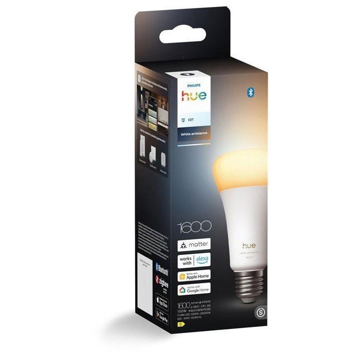 Ampoule LED connectée A67 - PHILIPS HUE - Lumiere blanche chaude - Culot E27 - 11,8W - 1000-2000k - 1600 lumens