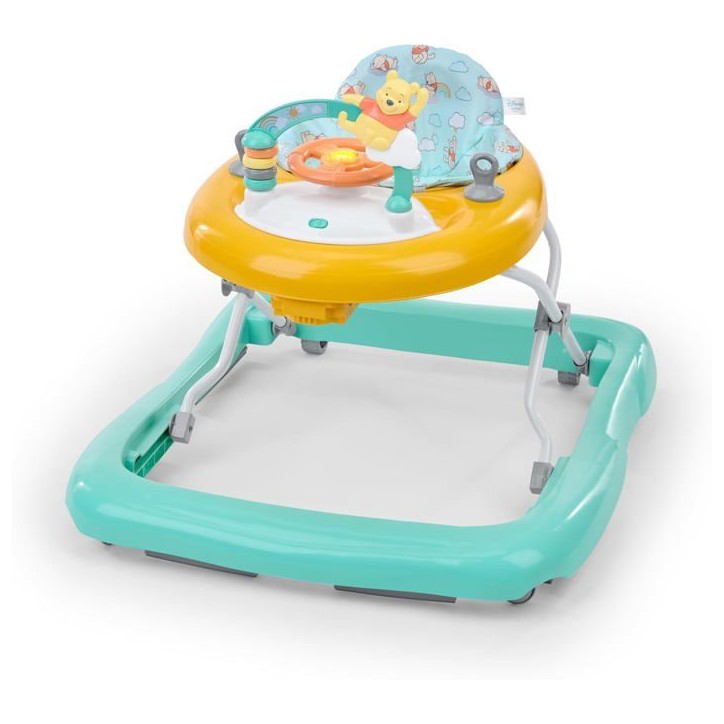 DISNEY BABY -WINNIE- Trotteur bébé évolutif et pliable 2-en-1, Jouet d'éveil amovible intégré, Musique, Lumieres, Hauteur