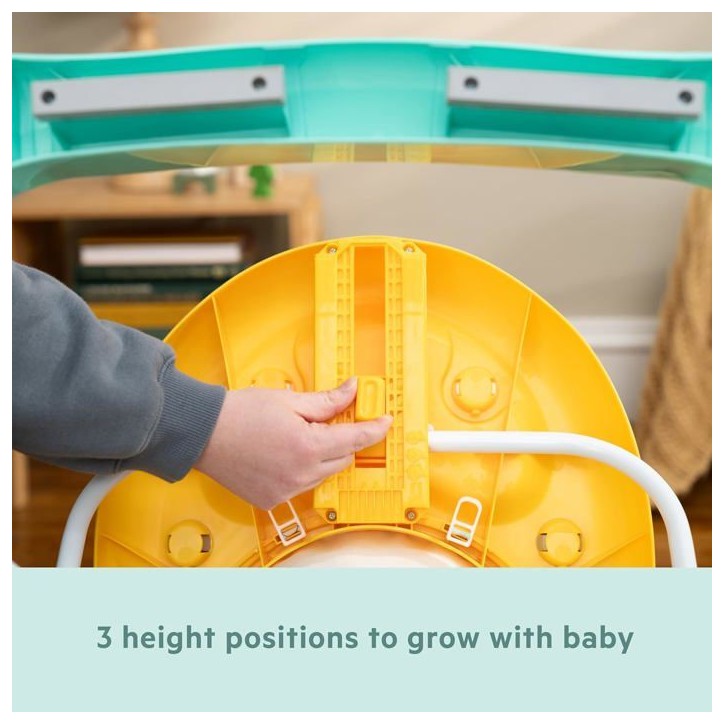 DISNEY BABY -WINNIE- Trotteur bébé évolutif et pliable 2-en-1, Jouet d'éveil amovible intégré, Musique, Lumieres, Hauteur