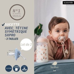 Lot de 2 sucettes symétriques - SUAVINEX - Birdies - SX Pro - 18 mois