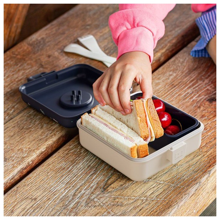 Boite a Sandwich Enfant - MONBENTO - Couverts inclus - Sans BPA - Snacky Wolf
