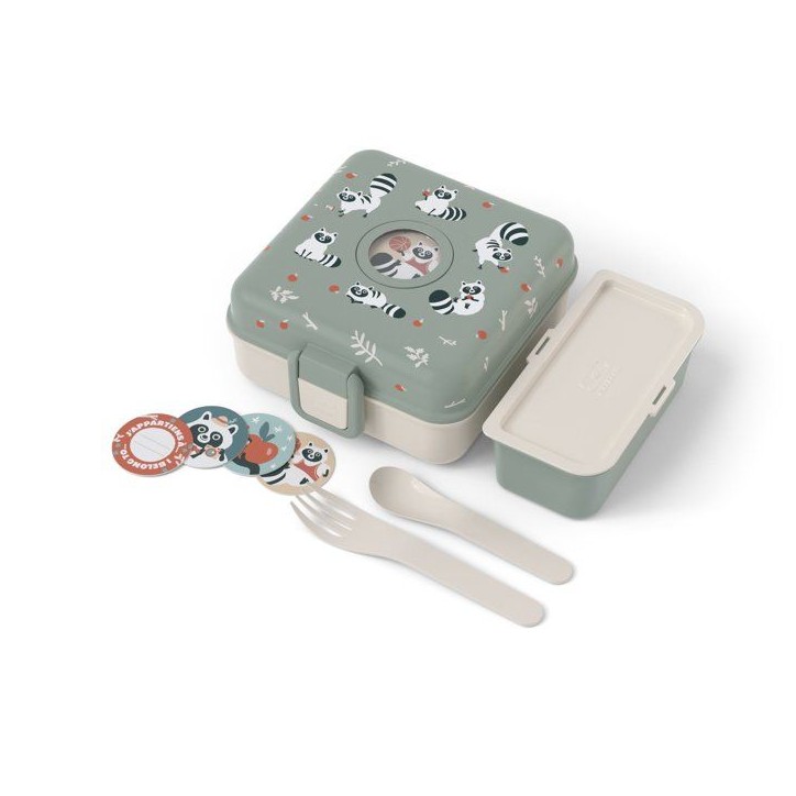 Boite a Sandwich Enfant - MONBENTO - Couverts inclus - Sans BPA - Snacky Raccoon Boite a Sandwich Enfant - MONBENTO - Couverts inclus - Sans BPA - Snacky Raccoon