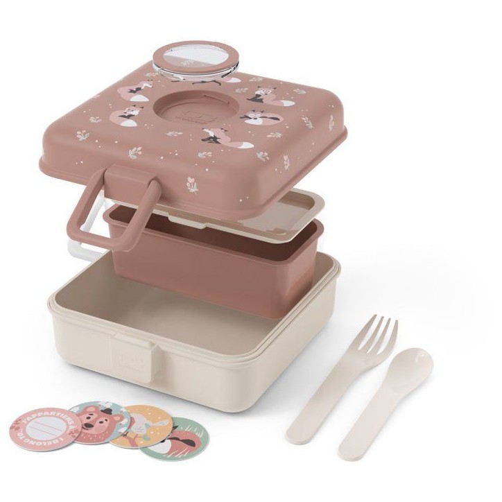 Boite a Sandwich Enfant - MONBENTO - Couverts inclus - Sans BPA - Snacky Fox Boite a Sandwich Enfant - MONBENTO - Couverts inclus - Sans BPA - Snacky Fox