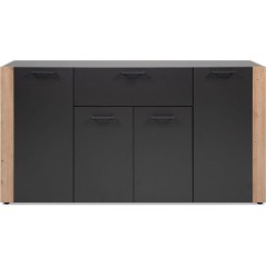 Buffet CENTO - Gris Anthracite & Chene Artisan - 4 portes, 1 tiroir -
