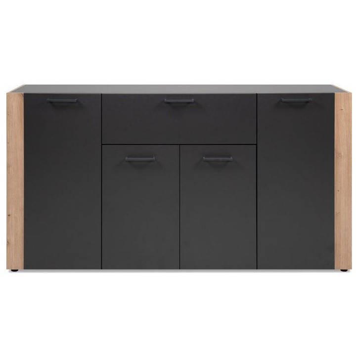Buffet CENTO - Gris Anthracite & Chene Artisan - 4 portes, 1 tiroir - 162 x 35 x 85 cm Buffet CENTO - Gris Anthracite & Chene Artisan - 4 portes, 1 tiroir - 162 x 35 x 85 cm