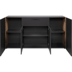 Buffet CENTO - Gris Anthracite & Chene Artisan - 4 portes, 1 tiroir -