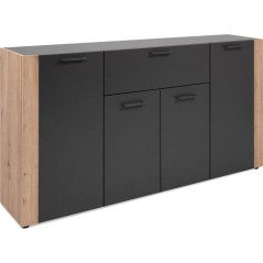 Buffet CENTO - Gris Anthracite & Chene Artisan - 4 portes, 1 tiroir -