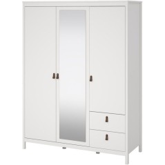 Armoire de chambre - MADRID - Blanc - 3 portes dont 1 avec miroir - 15
