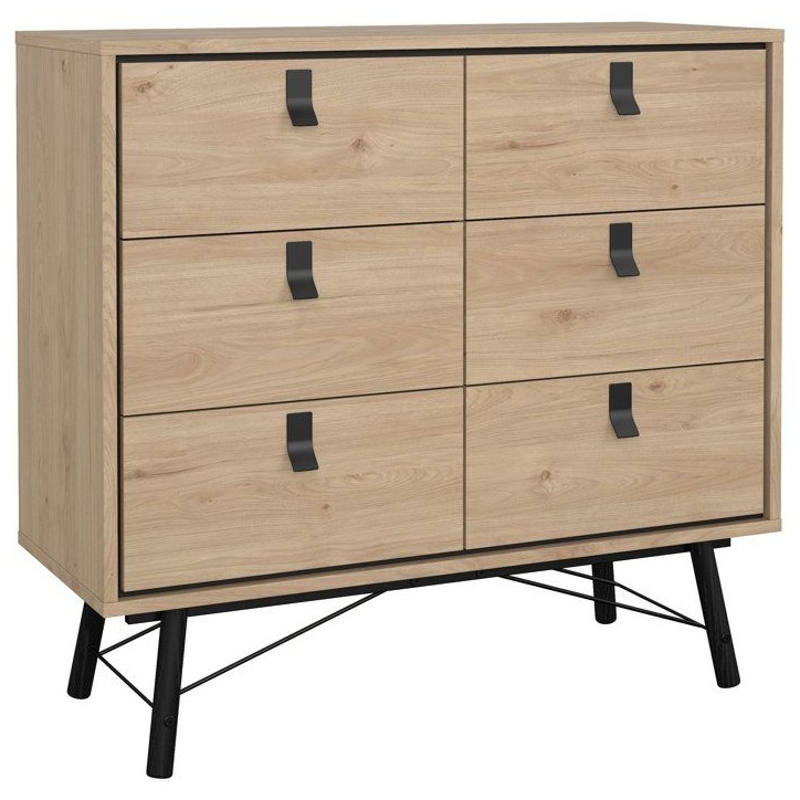 Commode RY - 6 Tiroirs - Décor Chene - L101,8 x P40,1 x H94,8 cm