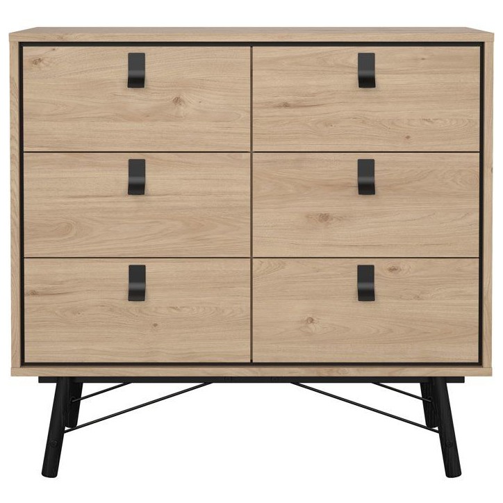 Commode RY - 6 Tiroirs - Décor Chene - L101,8 x P40,1 x H94,8 cm