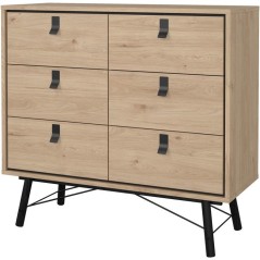 Commode RY - 6 Tiroirs - Décor Chene - L101,8 x P40,1 x H94,8 cm