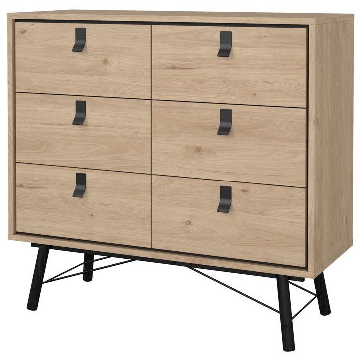 Commode RY - 6 Tiroirs - Décor Chene - L101,8 x P40,1 x H94,8 cm