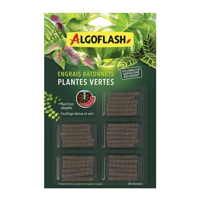Bâtonnets engrais - ALGOFLASH - Plantes vertes - 30 bâtonnets - UAB