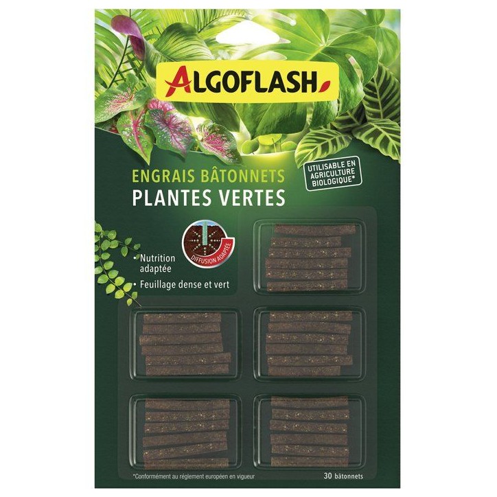 Bâtonnets engrais - ALGOFLASH - Plantes vertes - 30 bâtonnets - UAB