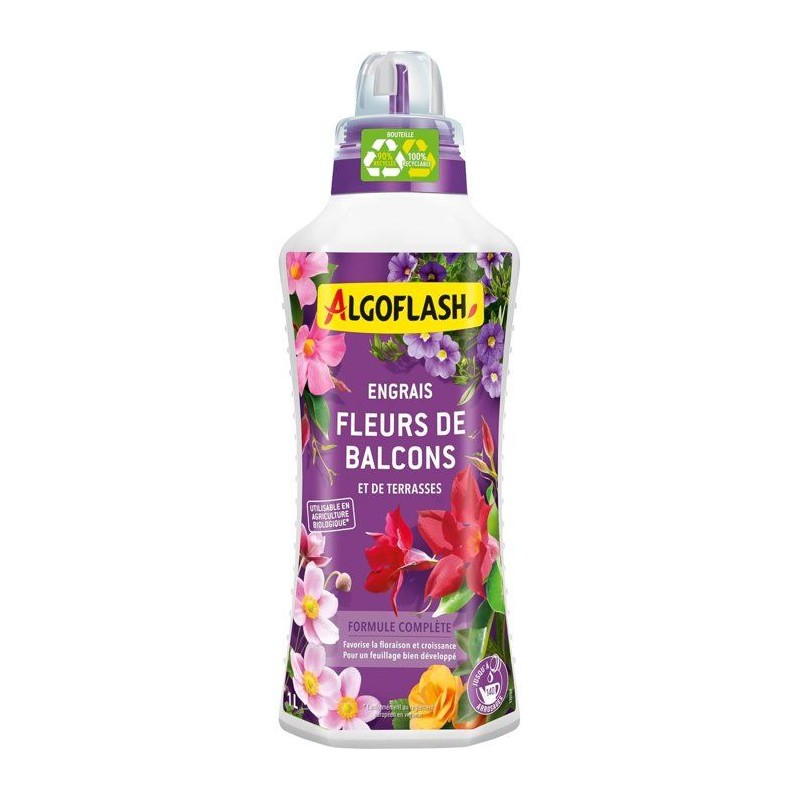 Engrais fleurs - ALGOFLASH - Fleurs, terrasses & balcons - 1 L - UAB