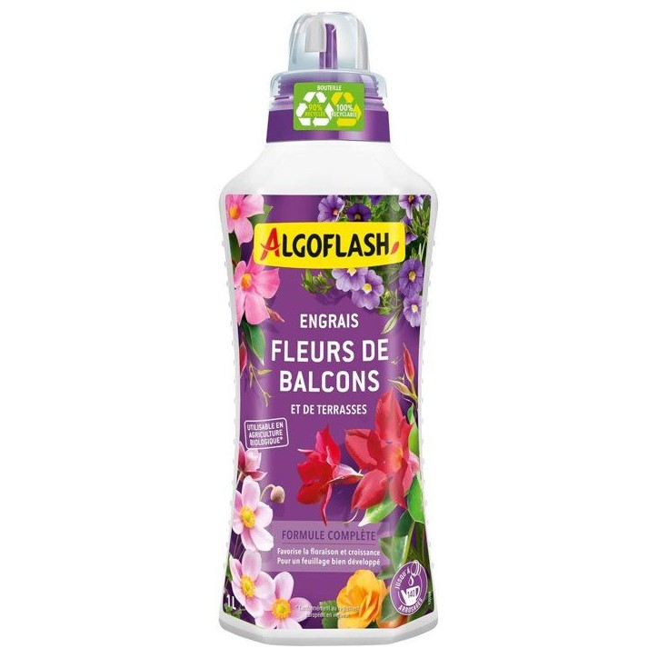Engrais fleurs - ALGOFLASH - Fleurs, terrasses & balcons - 1 L - UAB Engrais fleurs - ALGOFLASH - Fleurs, terrasses & balcons - 1 L - UAB