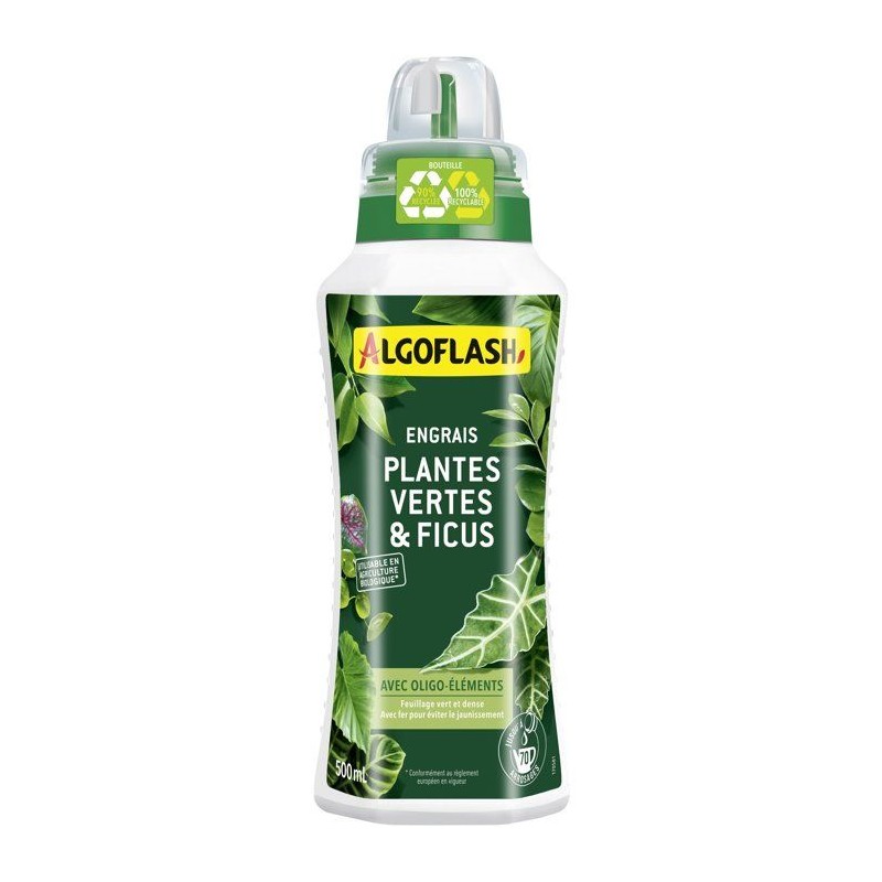 Engrais plantes vertes - ALGOFLASH - Plantes vertes & Ficus - 500 ml -