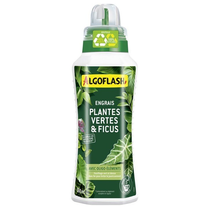 Engrais plantes vertes - ALGOFLASH - Plantes vertes & Ficus - 500 ml - UAB