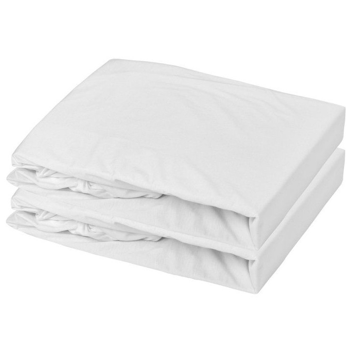 Lot de 2 draps housse - MON PTIT DODO - Jersey 100% coton - 60 x 120 cm - Blanc Lot de 2 draps housse - MON PTIT DODO - Jersey 100% coton - 60 x 120 cm - Blanc