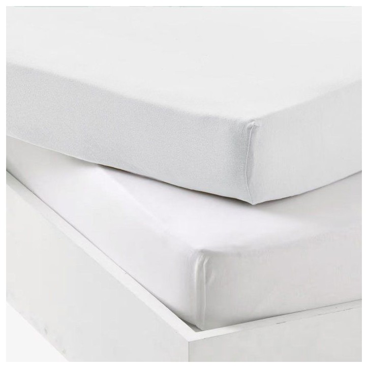 Lot de 2 draps housse - MON PTIT DODO - Jersey 100% coton - 60 x 120 cm - Blanc Lot de 2 draps housse - MON PTIT DODO - Jersey 100% coton - 60 x 120 cm - Blanc