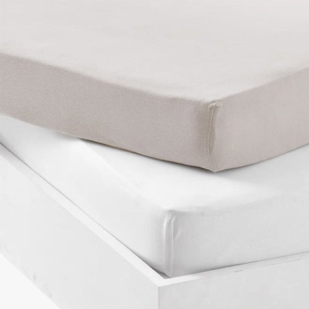 Lot de 1 drap housse jersey 100% coton + 1 alese - MON PTIT DODO - 60 x 120 cm - Blanc et gris souris