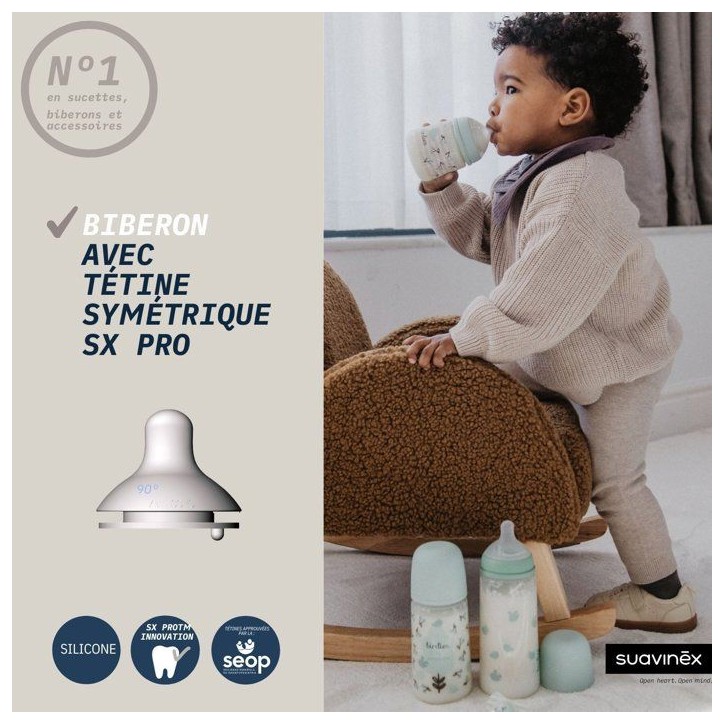 Biberon - SUAVINEX - Birdies - Tétine SX Pro L - 360 ml - 6 mois et plus - Beige Biberon - SUAVINEX - Birdies - Tétine SX Pro L - 360 ml - 6 mois et plus - Beige