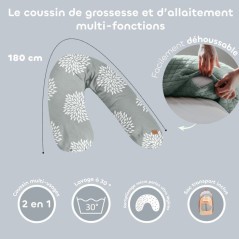 Coussin de maternité - BEABA - Big Flopsy™ - Fleurs - Gris