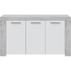 Buffet - AMBIT - Effet béton satiné / Blanc Artik - 3 portes