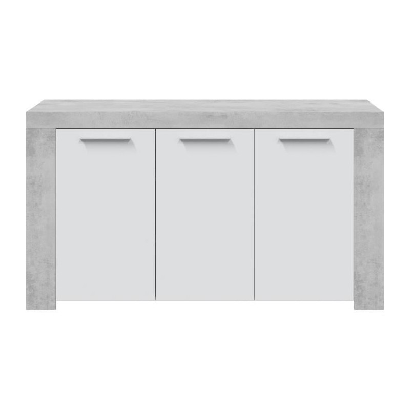 Buffet - AMBIT - Effet béton satiné / Blanc Artik - 3 portes Buffet - AMBIT - Effet béton satiné / Blanc Artik - 3 portes