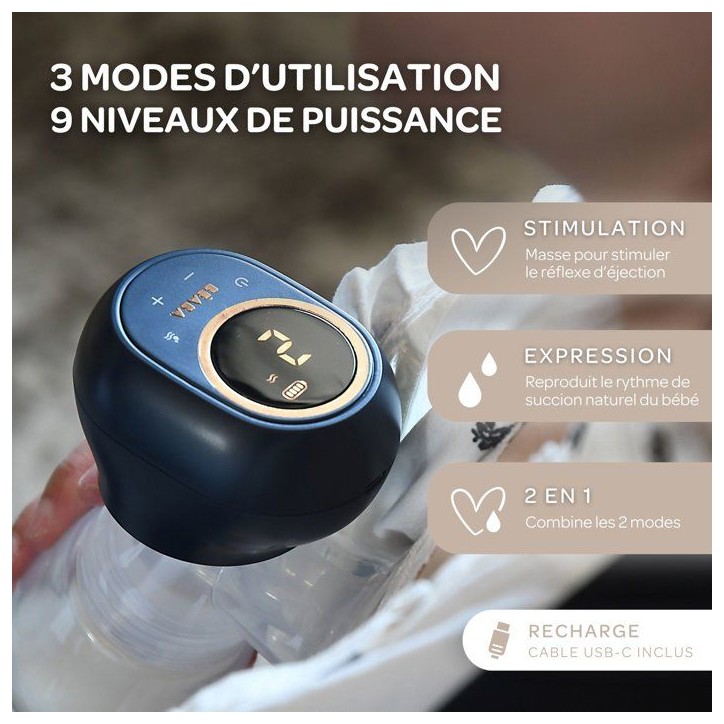 Tire-lait électrique simple - BEABA - Bleu nuit