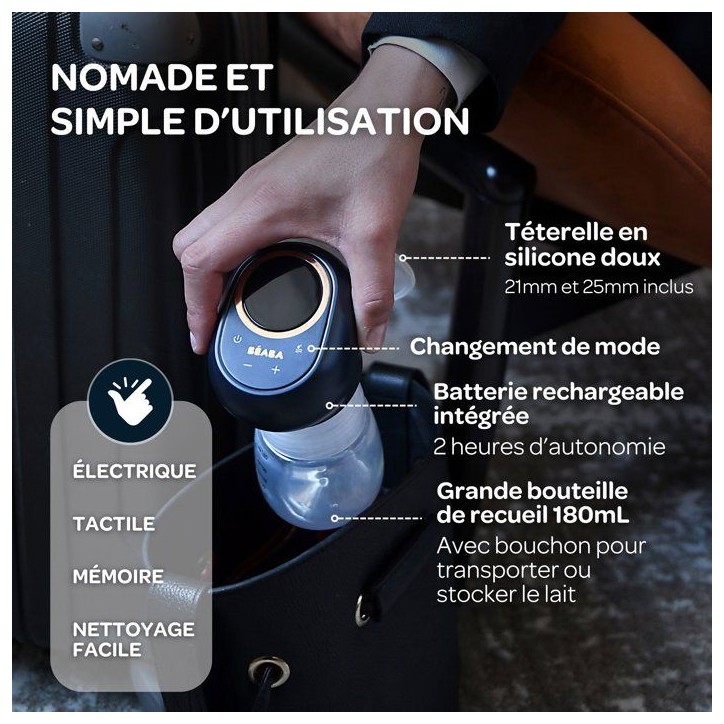 Tire-lait électrique simple - BEABA - Bleu nuit