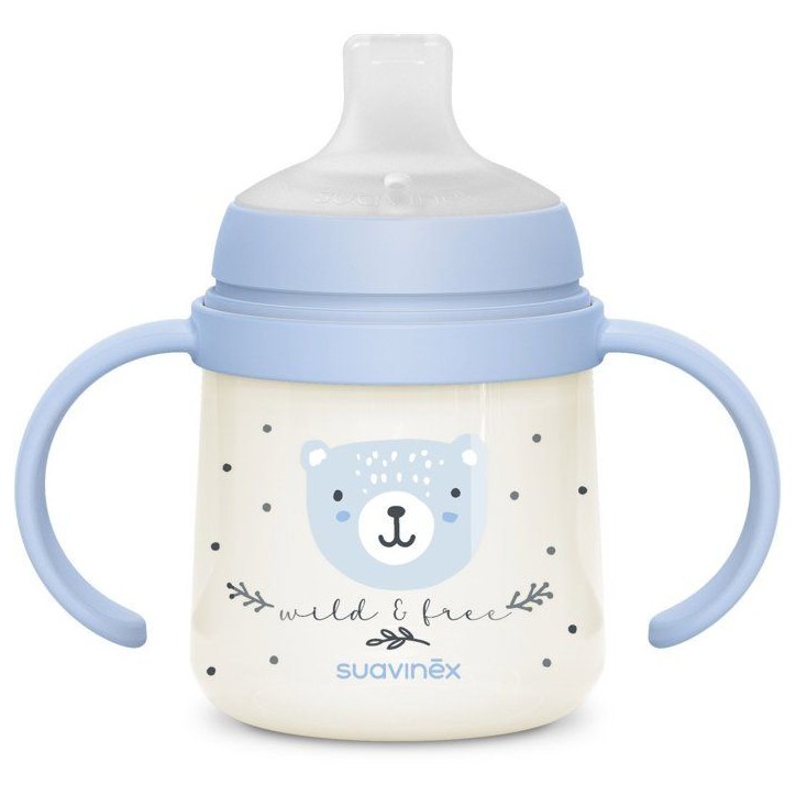 Biberon avec anses - SUAVINEX - NIGHT&DAY WILD&FREE - 150 ml - 6 mois et plus - Bleu Biberon avec anses - SUAVINEX - NIGHT&DAY WILD&FREE - 150 ml - 6 mois et plus - Bleu