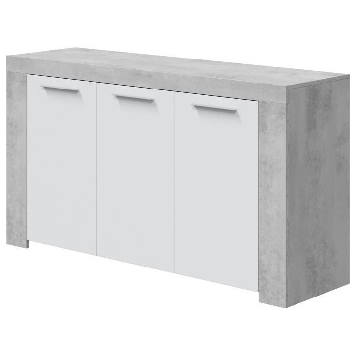 Buffet - AMBIT - Effet béton satiné / Blanc Artik - 3 portes Buffet - AMBIT - Effet béton satiné / Blanc Artik - 3 portes