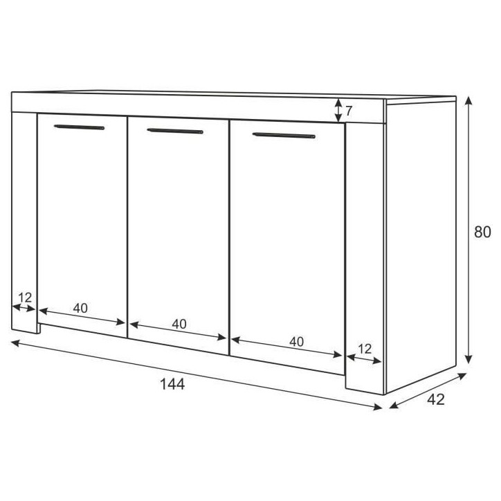Buffet - AMBIT - Effet béton satiné / Blanc Artik - 3 portes Buffet - AMBIT - Effet béton satiné / Blanc Artik - 3 portes