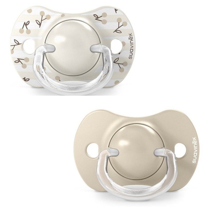 Lot de 2 sucettes symétriques - SUAVINEX - Birdies - SX Pro - 0 a 6 mois - Beige