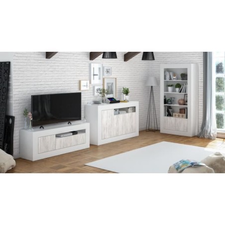 Buffet - BALTIK - Effet bois / Blanc - 3 portes