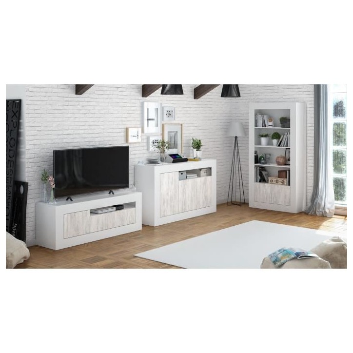 Buffet - BALTIK - Effet bois / Blanc - 3 portes Buffet - BALTIK - Effet bois / Blanc - 3 portes