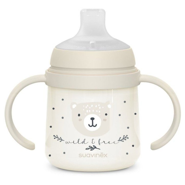 Biberon avec anses - SUAVINEX - NIGHT&DAY WILD&FREE - 150 ml - 6 mois et plus - Gris Biberon avec anses - SUAVINEX - NIGHT&DAY WILD&FREE - 150 ml - 6 mois et plus - Gris