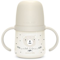 Biberon avec anses - SUAVINEX - NIGHT&DAY WILD&FREE - 150 ml - 6 mois et plus - Gris