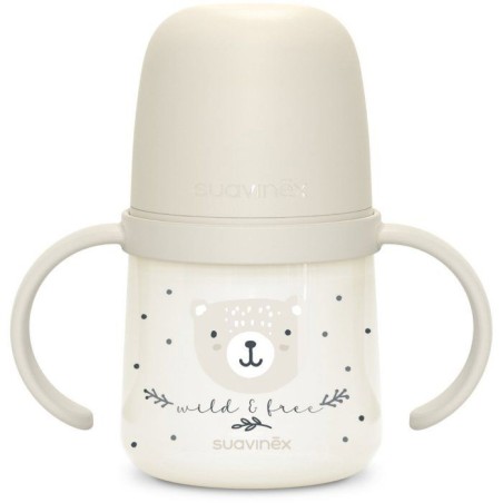 Biberon avec anses - SUAVINEX - NIGHT&DAY WILD&FREE - 150 ml - 6 mois et plus - Gris
