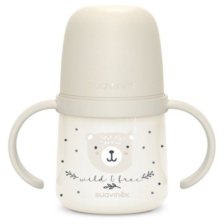Biberon avec anses - SUAVINEX - NIGHT&DAY WILD&FREE - 150 ml - 6 mois et plus - Gris Biberon avec anses - SUAVINEX - NIGHT&DAY WILD&FREE - 150 ml - 6 mois et plus - Gris