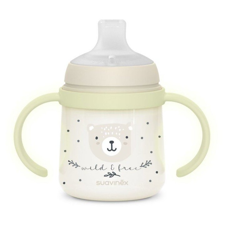 Biberon avec anses - SUAVINEX - NIGHT&DAY WILD&FREE - 150 ml - 6 mois et plus - Gris Biberon avec anses - SUAVINEX - NIGHT&DAY WILD&FREE - 150 ml - 6 mois et plus - Gris
